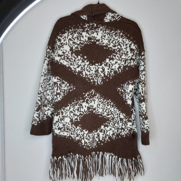 See and Be Seen Oversized Wool Blend Fringe Cardigan Sweater Size S/M - Picture 8 of 8